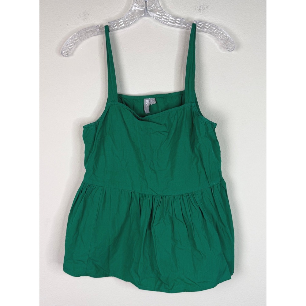 ASOS Cami Top Womens 6 Green Babydoll Peplum Square Neck Sleeveless Cotton